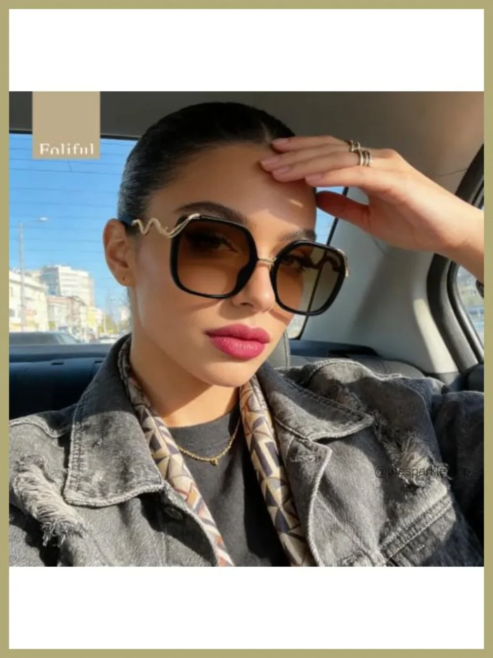 Polarized Oversized Square Sunglasses Women UV Protection Vintage Style